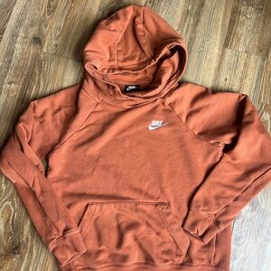Womens Nike Funnel Neck Cowl Pullover Hoodie Sweatshirt Sportswear Rust Size XS